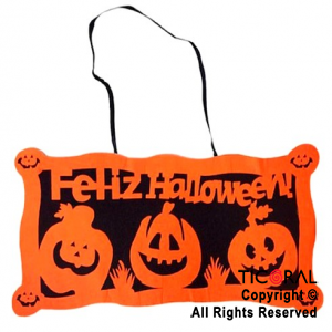 CARTEL FELIZ HALLOWEEN CON CALAVERAS 50X25 CM X 1